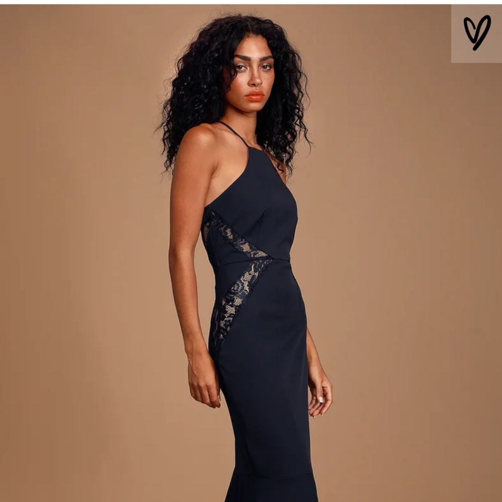 Lulus - Giavanna Navy Blue Lace Mermaid Maxi Dress
